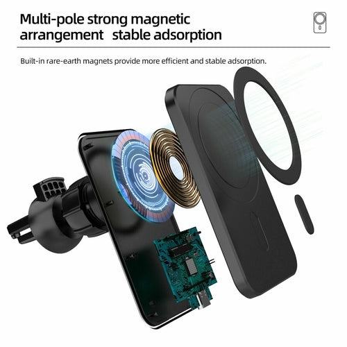 Magnetic Wireless Charger Car Mount Holder For 12 13 14 Pro Max