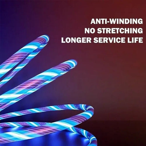 3 In 1 LED Fast Charging Cable Adapter For  Micro USB Type C Charger