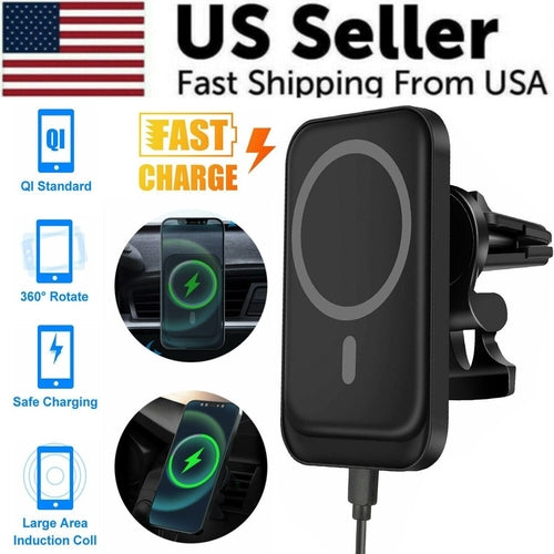 Magnetic Wireless Charger Car Mount Holder For 12 13 14 Pro Max